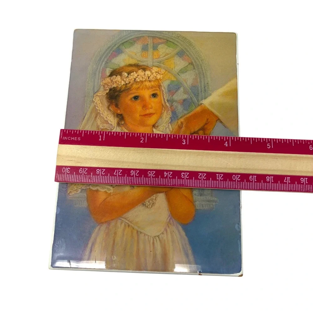 Vintage “My First Holy Communion” Wooden Musical Jewelry Box Religious Gift
